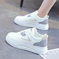 Femme Basket Chaussures blanches Papa Chaussures Extérieur du quotidien Eté Lacet Plateau Bout rond Sportif Décontractées Marche Faux Cuir Lacet Blanc / Bleu Gris