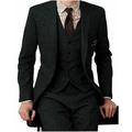 Costumes de mariage en tweed pour hommes, vert/noir/marine foncé, vintage 3 pièces, grande taille, couleur unie, coupe slim, simple boutonnage, un bouton, 2024