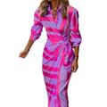 Robe chemise Robe Droite Femme Robe longue maxi robe hiver du quotidien Vacances Polyester Sexy Décontractées Col de Chemise Lacet Ceinture à nouer manche longue Printemps Automne Hiver 2023 Standard