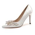 Femme Chaussures de mariage Chaussures scintillantes Chaussures de mariée Cristal Talon haut Bout pointu Elégant Satin Blanche Rose Rouge