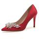 Femme Chaussures de mariage Chaussures scintillantes Chaussures de mariée Cristal Talon haut Bout pointu Elégant Satin Blanche Rose Rouge