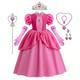 super Mario Bros Princesse Peach Robe Gants Couronnes Fille Cosplay de Film Robe Motif Déguisement Cosplay Tenue Rose Rose Le Jour des enfants Mascarade Robe Ensemble d'accessoires