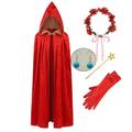 Petit Chaperon Rouge Princesse Conte de Fée Fille Cosplay de Film Le style mignon Rouge Halloween Le Jour des enfants Gants Manteau Boucles d'Oreilles