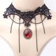 Collier ras du cou Collier Pendentif For Femme Soirée Halloween Mascarade Pierres synthétiques Cristal Dentelle Multirang Noir