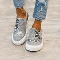 Femme Chaussures en Toile Chaussures d'impression Grandes Tailles Baskets à enfiler Extérieur Bureau Travail Eté Talon Plat Bout rond Sportif Décontractées Marche Toile Mocassins Bloc de couleur Jeans