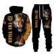 Homme Ensemble Survetement Ensemble de sweats à capuche Jaune / Noir Jaune Noir Noir Noir Noir Capuche Graphic tigre 2 Pièces Imprimer Sport Loisir Casual Des sports 3D effet Vêtement de rue