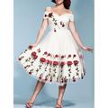 robe en dentelle pour femme robe vintage robe de soirée maille maille brodée épaules dénudées manches courtes robe midi fleurie invité de mariage cocktail fête élégante vintage noir blanc été