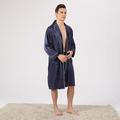 Homme Grande Taille robe Robe de soie robe de chambre Kimonos en soie 2 Pièces Vagues simple Confort Intérieur du quotidien Fausse Soie Polyester Cadeau Revers manche longue Haut de robe Shorts Poche