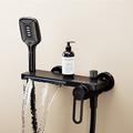 Robinet de baignoire cascade, robinets mélangeurs de douche de bain à haute pression et haut débit de salle de bains de style minimaliste, robinet de douche à main réglable en hauteur inclus, valve en céramique à l'intérieur