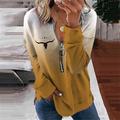 Femme Sweat shirt Sweat Cœur Graphic Léopard Casual Des sports Imprimer Quarter Zip Noir Blanche Jaune Actif Vêtement de sport Col Rond manche longue haut Micro-élastique Automne hiver