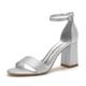 Femme Chaussures à Talons Chaussures de mariage Sandales Sandales à talons Sandales à bride de cheville Chaussures de mariée Talon Bottier Bout ouvert Minimalisme Satin Lanière de cheville Argent