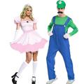 Princesse Peach Super Frères Costume de Cosplay Déguisements de couple de groupe d'Halloween Homme Femme Cosplay de Film Cosplay Déguisements Vert et rose Rouge et rose Costume Halloween Carnaval