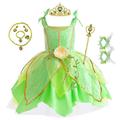 Fée Clochette Princesse Conte de Fée Robe de demoiselle d'honneur Accessoires de bijoux princesse cosplay Robes en tulle Fille Cosplay de Film Doux Vert Halloween Carnaval Le Jour des enfants Mariage