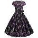 robe de soirée pour femme robes de thé vintage robe swing robe une ligne robe midi noir blanc rose manches courtes imprimé arc été printemps ras du cou vintage fête d'anniversaire vacances 2023