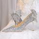 chaussures de mariage pour mariée demoiselle d'honneur femmes bout fermé bout pointu argent pu pompes avec paillettes nœud papillon talon aiguille fête de mariage saint valentin bling bling chaussures élégant classique