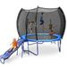 8ft Trampoline Set with Slide Sports Fitness Trampolines with Enclosure Net Recreational Bounce Playground Set for Outdoor Indoor