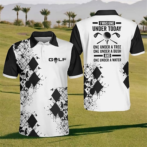 Homme Plaid Polos de Sport Chemise de golf Manche Courte Polos Chemises à Col Occasionnel Vêtements de sport Vêtements de vacances Impression 3D Boutons Bleu Noir / Blanc Noir