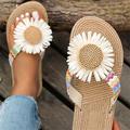 Femme Sandales Chaussons Tongs Tongs Chaussures de confort du quotidien Plage Bloc de couleur Spot Multicouleur Eté Fleur Hauteur de semelle compensée Bout ouvert Vacances Le style mignon Confort