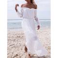 Femme Vêtement couvrant robe de plage Vêtements de plage Robe longue maxi A Volants avec manche Mode basique Plein Epaules Dénudées manche longue Standard du quotidien Vacances Blanche 2023 Et