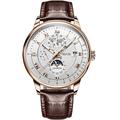 Montre mécanique pour hommes luxe montre-bracelet analogique avec calendrier automatique phase de lune étanche noctilucente montre en cuir véritable cadeau