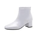 Femme Bottes Bottes à talons du quotidien Couleur Pleine Bottines Bottines Hiver Talon bloc Bout carré Décontractées Minimalisme Cuir Verni Fermeture Noir Blanche Jaune