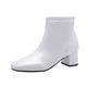 Femme Bottes Bottes à talons du quotidien Couleur Pleine Bottines Bottines Hiver Talon bloc Bout carré Décontractées Minimalisme Cuir Verni Fermeture Noir Blanche Jaune