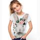 T-shirt Fille Enfants Manche Courte 3D effet Animal Floral Lapin lapin Gris Enfants Hauts Printemps Eté Actif Mode Le style mignon Extérieur du quotidien Intérieur Standard 3-12 ans / Vêtement de rue