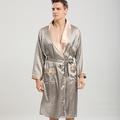 Homme Grande Taille Pyjamas robe Robe de soie robe de chambre Rayé Robes de Chambre du quotidien Spa Fausse Soie Satin Poids Léger V Profond Bandes Ceinture Incluse Automne Printemps été Champagne