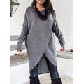 Grande Taille Courbe Robe Pull Robe en maille Robe casual Femme Robe mi-longue Plein manche longue Basique Tricoté Col Ras du Cou Mode Extérieur Gris Claire Gris foncé Automne Hiver L XL XXL 3XL 4XL