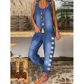 combinaison en jean pour femme impression de poche globale col en u vacances actives week-end cargo coupe ample sans manches gris foncé bleu clair s m l été automne cowgirl jeans western wear