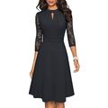 robe noire pour femme robe de travail robe semi-formelle robe trapèze mode robe midi ajourée col rond manches longues uni coupe régulière noir rose vin automne hiver