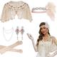 Elégant Rétro Vintage 1920s Gatsby le magnifique Robe de Soirée Gants Collier Bandeau Garçonne Ensemble d'accessoires Collier Boucles d'Oreille Gatsby le magnifique Femme Plume Perles Nouvel an