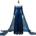 La Reine des Neiges Princesse Elsa Reine des Neiges Anna Robe Costume de Cosplay Femme Cosplay de Film Déguisement Cosplay Bleu Halloween Mascarade Robe