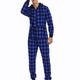 Homme Vêtements d'intérieur Vêtements de nuit Combinaison de Pyjamas 1 pc Grille / Carreaux Mode Confort Flexible Intérieur Lit Polyester Chaud Col en V Basique Printemps Automne Noir Rouge