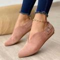 Femme Ballerines Grandes Tailles Chaussures de confort Extérieur Bureau du quotidien Couleur unie Eté Boucle Talon Plat Bout pointu Décontractées Minimalisme Daim Faux Cuir Mocassins Noir Rose Marron