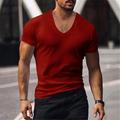 Homme T-shirt Manches courtes Col en V Été Uni Mode Designer Basique Vacances Rue Sortir Noir Blanche Rouge T-shirt haut de gamme pour homme