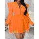 Mini robe Femme robe blanche manche longue Eté Printemps Automne - Soirée Trapèze Maille Multirang Taille haute Plein Col de Chemise Anniversaire Vacances Noir Blanche Bleu Fuchsia Orange S M L XL XXL