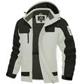 Homme Veste d'Hiver Veste de Randonnée Veste Pluie Impermeable Veste coupe-vent Sport Loisir Camping et randonnée Etanche Coupe Vent Capuche Printemps Automne Hiver Mosaïque Blanche Ivoire Noir