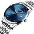 Montre quartz pour hommes ultra-fine montre analogique de luxe minimaliste classique étanche calendrier chronographe montres en acier inoxydable cadeaux pour la fête des pères