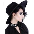 chapeau fedora punk gothique à larges bords witchy raide accessoire de mode femme laine noire chapeau de sorcière steampunk à larges bords