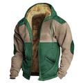 Homme Sweat à capuche zippé Veste Capuche Veste de survêtement Sherpa flou Kaki clair. Vert foncé Orange Kaki Capuche Bloc de couleur Sport Loisir du quotidien Vacances Vêtement de rue Frais