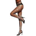 Collants sexy taille haute avec couture arrière pour femmes, résille à strass scintillants, bas en maille à strass, fête en club disco