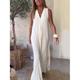 robe blanche Robe casual Robe Débardeur Femme Robe longue maxi Plein Mode basique Extérieur du quotidien Vacances Fendu Sans Manches Col V Robe Standard Noir Blanche bleu marine Eté Printemps S M L