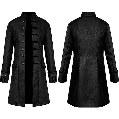 Homme Manteau Caban Utilisation Soirée Le style rétro Printemps Automne Conception spéciale Antique Millésime Rétro Longue Vêtements pour hommes en jacquard médiéval [blanc] Vêtements pour hommes