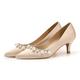 Femme Chaussures de mariage Escarpins Cadeaux de Saint-Valentin Soirée Talons de mariage Chaussures de mariée Chaussures de demoiselle d'honneur Strass Imitation Perle Gland Talon de chaton Bout