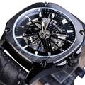 WINNER Hommes Montre Mécanique Luxe Grand Cadran Mode Affaires Squelette Remontage automatique Lumineux IMPERMÉABLE Cuir Suivre