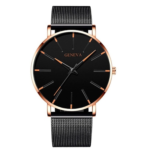 Montre à quartz Genève pour hommes montre ultra fine minimaliste en acier inoxydable montre élégante pour hommes montre d'affaires décontractée à quartz