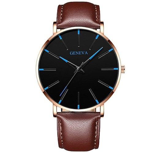 Montre à quartz Genève pour hommes montre ultra fine minimaliste en acier inoxydable montre élégante pour hommes montre d'affaires décontractée à quartz