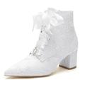 chaussures de mariage pour femmes escarpins de demoiselle d'honneur de mariée bottes élégantes minimalisme ivoire blanc champagne strass dentelle broderie satin talon épais bout pointu chaussures de cheville confortables cadeaux de Saint Valentin fête de