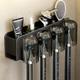 porte-brosse à dents noir salle de bain toilette non perforé mural rince-bouche électrique tasse brosse tasse espace mural support de rangement en aluminium